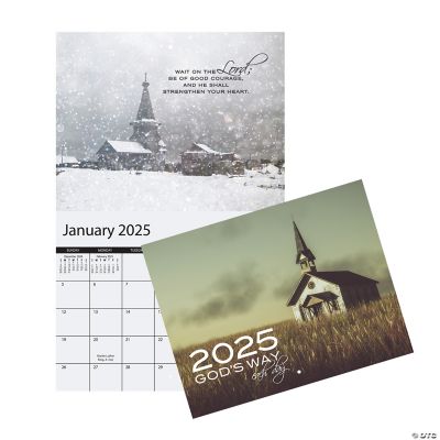 10 1/2" x 8 1/4" 2025 God’s Way Each Day 13Month Religious Wall Calendar