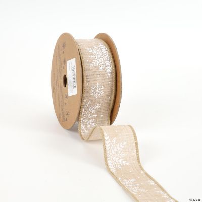 LaRibbons 1 1/2" Wired Ribbon "Snowflake" Natural/White 10 Yard