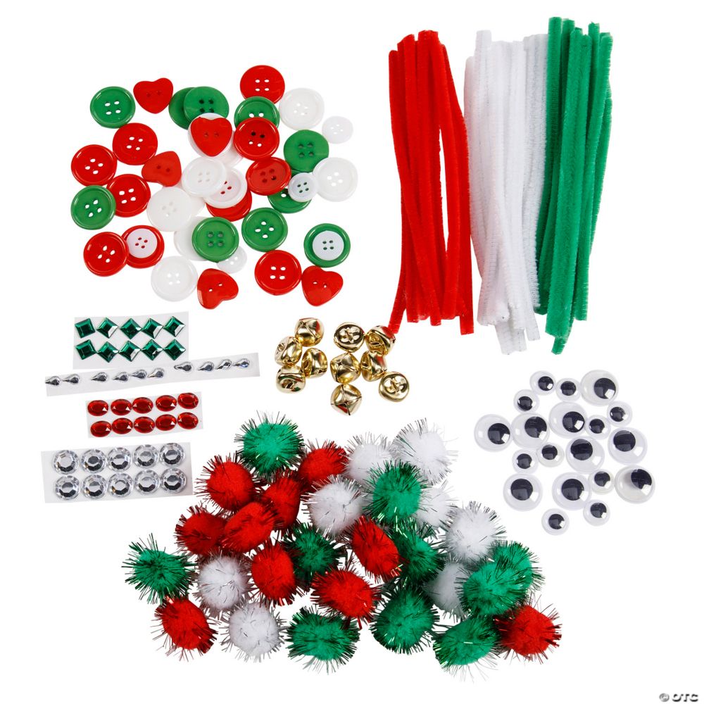 1/4" - 6" Bulk 1000 Pc. Christmas Craft Supplies Assortment Green