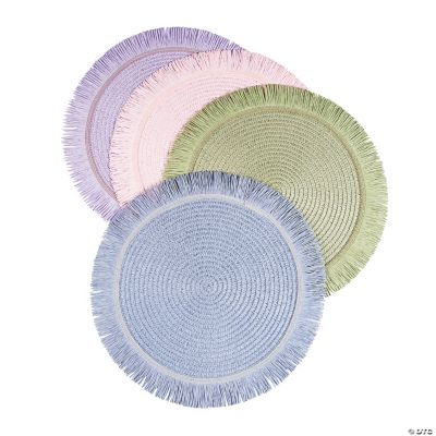 15" Round Fringe Pastel Purple, Pink, Green & Blue Paper Placemats 12