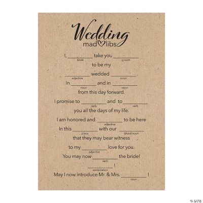 5" x 7" Wedding Guest Mad Libs Cardstock Cards Word Game 25 Pc