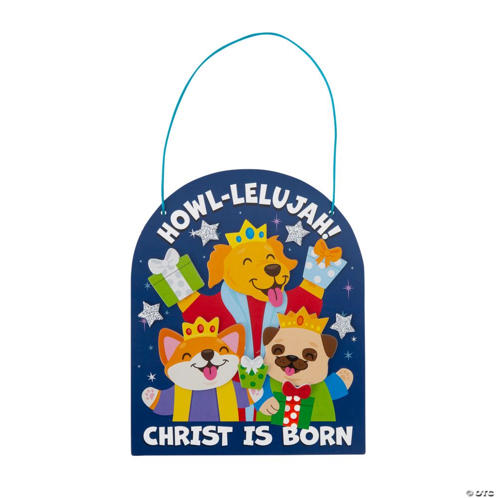 5 1/4" x 6 1/2" Religious Christmas Dogs Sign Craft Kit - Makes 12