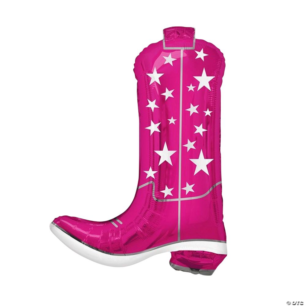 Tuftex Pink Cowgirl Boot-Shaped 26" Mylar Balloon Hot Pink