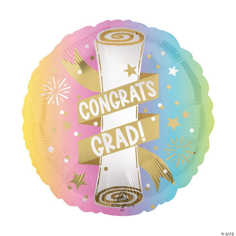 Anagram® Congrats Grad Rolled Diploma White & Gold 18" Mylar Balloon