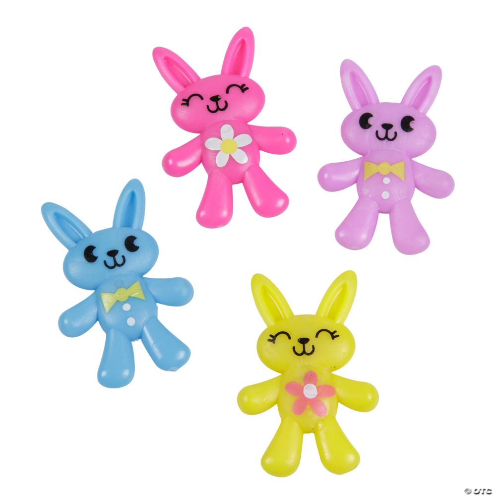1" x 1 1/2" Bulk 48 Pc. Mini Colorful Vinyl Easter Bunnies