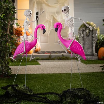 Coole Hawaii-Party-Deko: 4-teiliges Skelett-Kostüm Mit Flamingo-Schwimmring, Lichterkette & Blumen-Accessoires – Perfekt Für Garten, Balkon Oder Feiern
