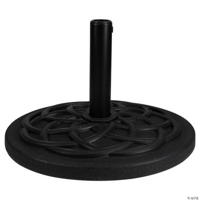 Black Flat Round Resin Base Stand for Patio Umbrella 40lbs Oriental
