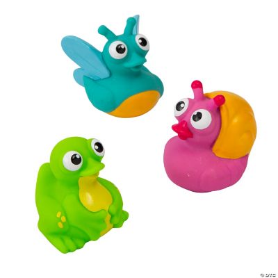 2 1/2" x 2 1/4" Spring Animal Snail, Frog & Butterfly Rubber Ducks 12