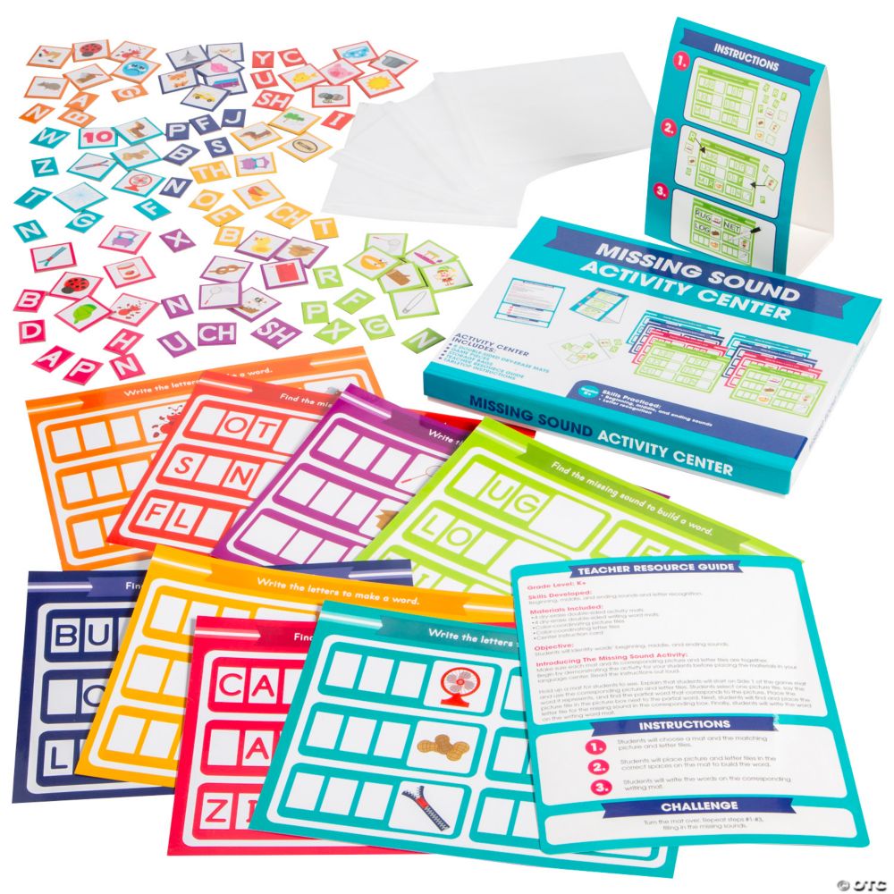 Missing Sound Language Arts Educational Activity Classroom Center Kit - 19 Pc.