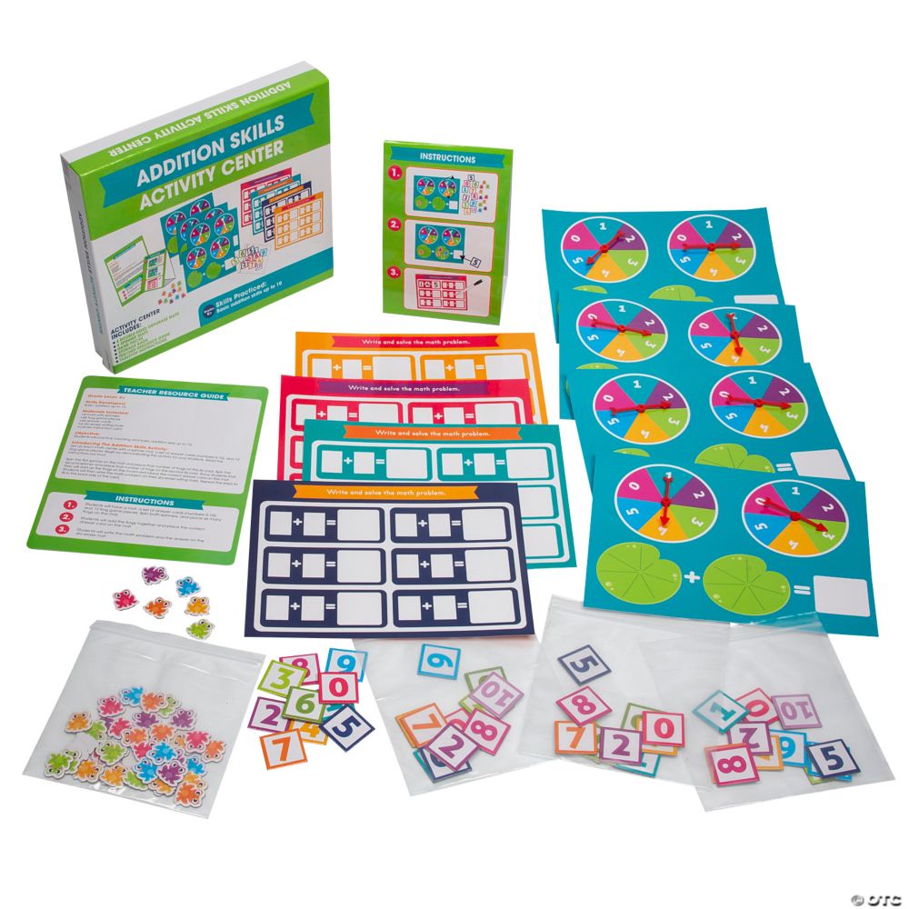 Kindergarten Math Addition Skills Educational Activity Classroom Center Kit - 20 Pc.