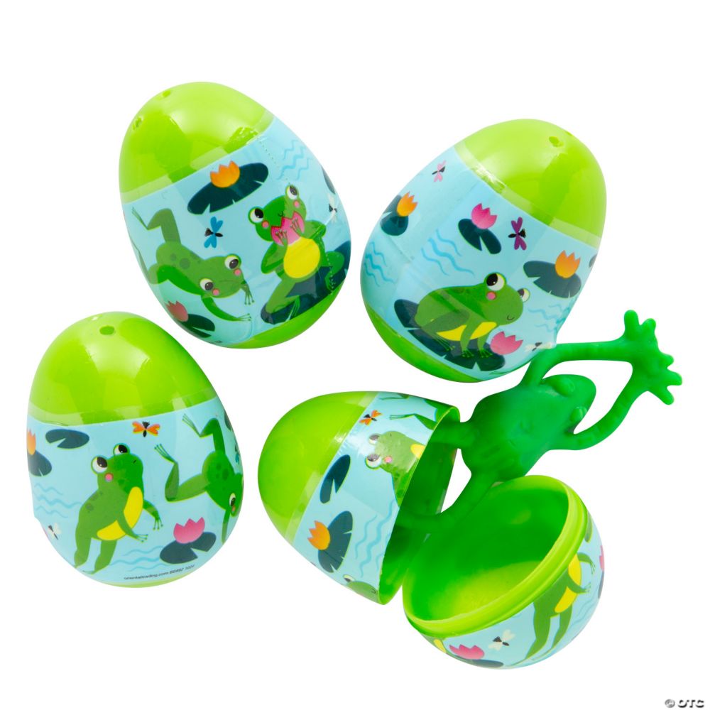2 1/4" Frog Finger Flinger-Filled Plastic Easter Eggs - 24 Pc.