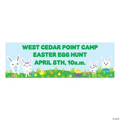 6 Ft. x 23" Personalized Cheerful Easter Bunny Family Vinyl Banner