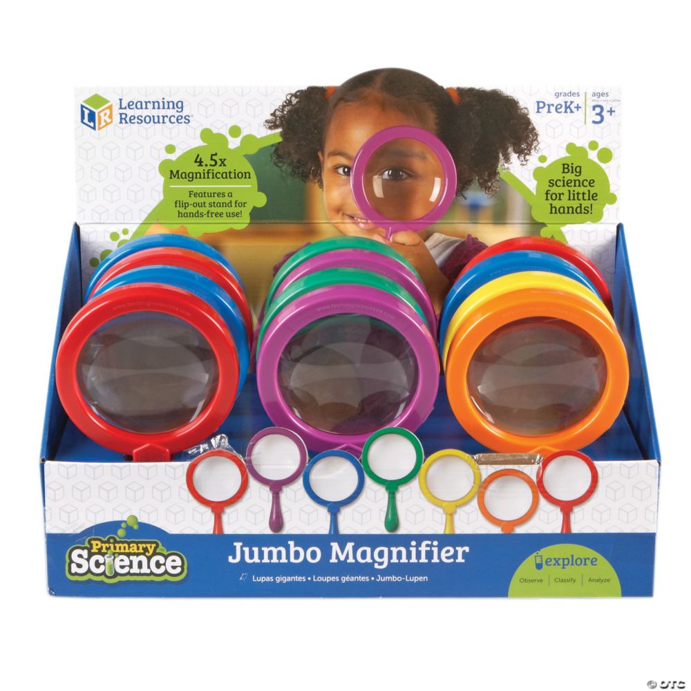 Learning Resources Primary Science Jumbo Magnifiers, Pack of 12
