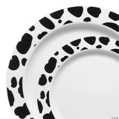 White with Black Dalmatian Spots Round Disposable Plastic Dinnerware ...