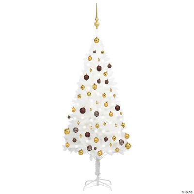 VidaXL 5' White Artificial Christmas Tree with LED Lights & 61pc Gold