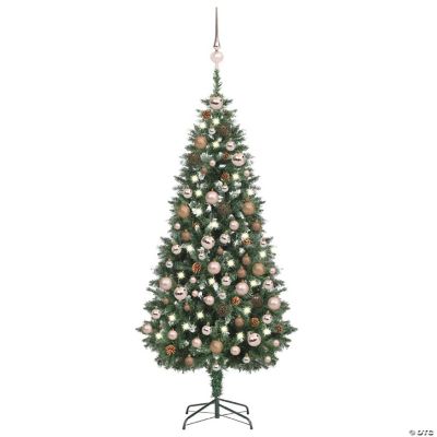 VidaXL 6' White/Green Artificial Christmas Tree with LED Lights & 28pc ...