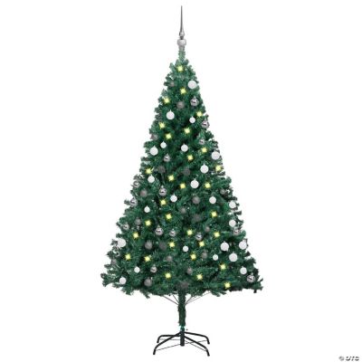 VidaXL 5' Green Artificial Christmas Tree with LED Lights & 61pc White ...