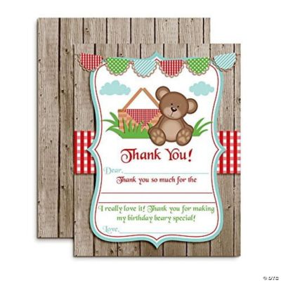 AmandaCreation Teddy Bear Picnic Thank You Cards 20pc. | Oriental Trading