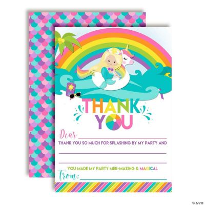 Mermaid Unicorn Pool Thank You Cards 20pcs. by AmandaCreation