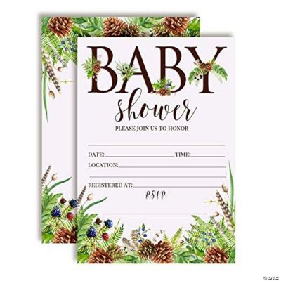 Woodland Pinecones & Berries Invitations 40pcs. by AmandaCreation