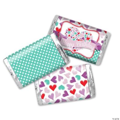 AmandaCreation Pink & Purple Hearts Mini Candybar Wrappers 45pcs ...