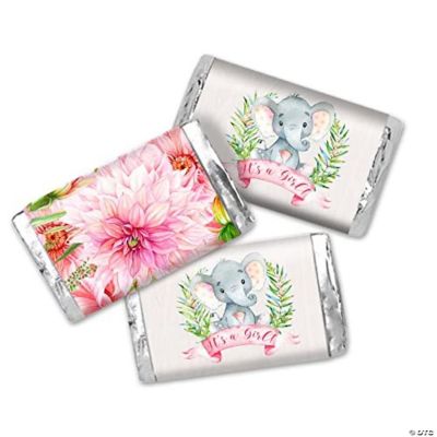 AmandaCreation Pink Elephant Baby Shower Mini Candybar Wrappers 45pcs ...
