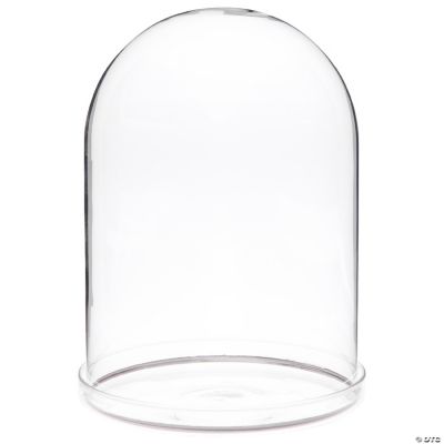 Plymor 5.5" x 8" Glass Display Dome Cloche with Silver Rim (Clear Glass