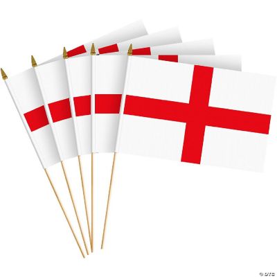 30 Stück England Flaggen - 10,2x15,2 Cm, 150D Polyester, Mit Kunststoffstab & Weißer Speerspitze