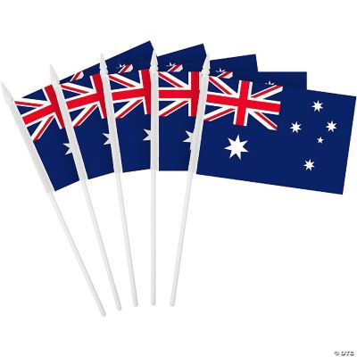 ANLEY Australia Set bandiera da scrivania deluxe - Bandiera australiana da tavolo in miniatura 6 x 4 pollici con palo da 12 - Colore brillante e resistente allo sbiadimento - Base nera