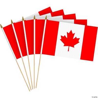 G128 8x12IN 12PK Canada Printed 150D Polyester Handheld Stick Flag