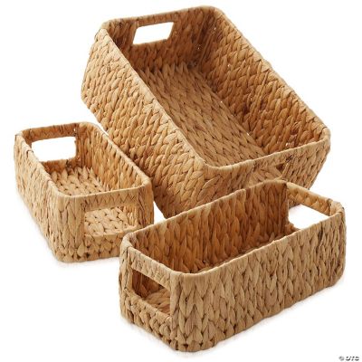 Casafield 3pc Hyacinth Storage Basket Set Wicker Woven Bin Organizers