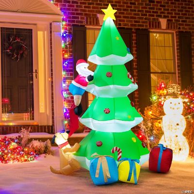 7FT Self Inflatable Santa Claus Climbing Tree Christmas Decoration w