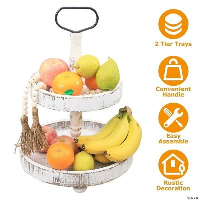 2 Tier Serving Tray Round Farmhouse Kitchen Table Tray Stand Food Fruits Cupcake Display Coffee