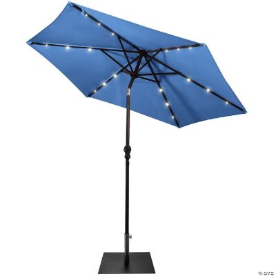 9 Ft Patio Table Market Umbrella w/ 18 Solar LED Lights & Heavyduty