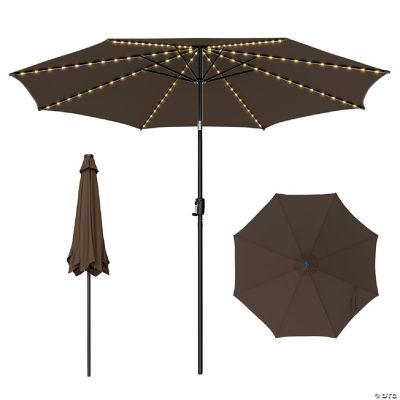 10FT Solar Patio Umbrella 112 LED Lighted Umbrella Outdoor Table Market
