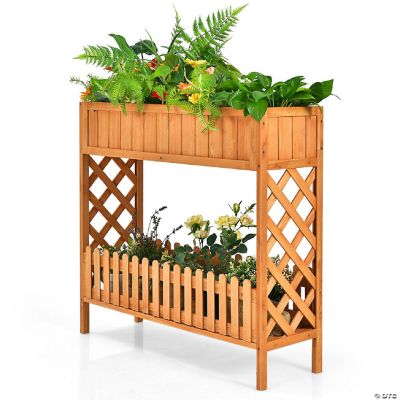 2Tier Raised Garden Bed Elevated Wood Planter Box for Vegetable Flower