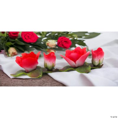 Ceramic Pair of Red Rose Flower Candle Holders, Home Decor, Gift for