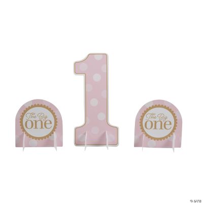 Pink & Gold Number 1 Cardstock Centerpiece Set – 3 Pc. | Oriental Trading