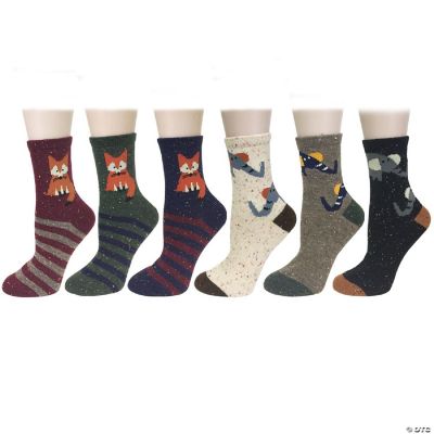 Wrapables Thick Rabbit Hair Wool Crew Socks (Set Of 6), Fox And
