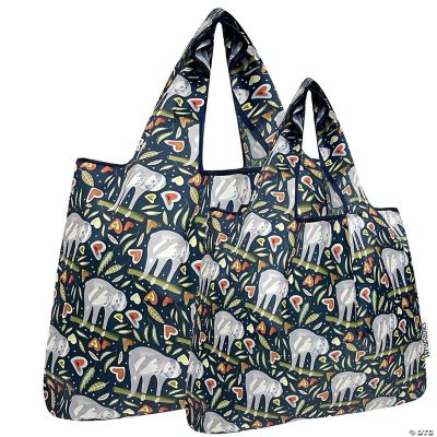 Wrapables Large & Small Nylon Reusable Grocery Bags, Set 2, Love Sloths ...