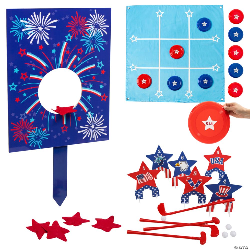 Patriotic Outdoor Game Assortment for 1 to 4 Players - 58 Pc. Blue