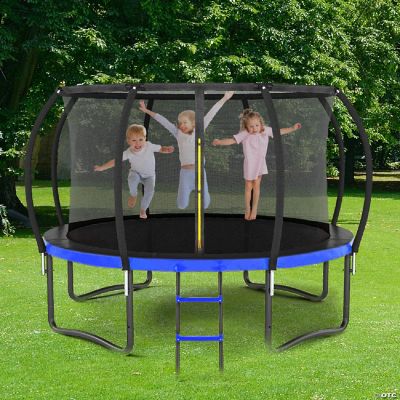 14FT Outdoor Big Trampoline With Inner Safety Enclosure Net, Ladder