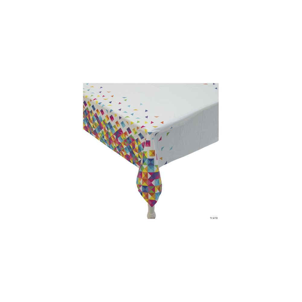 54" x 108" Bright Geometric Party Rectangle Disposable Plastic Tablecloth