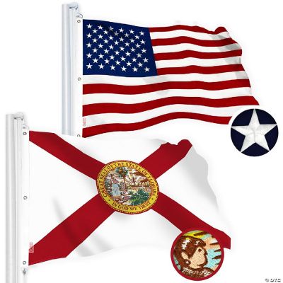 G128 Combo 5X8Ft Usa & Florida Embroidered 220Gsm Spun Polyester Flag ...