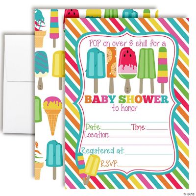 Pop On Over Cool Popsicle Baby Shower Invitations Oriental Trading
