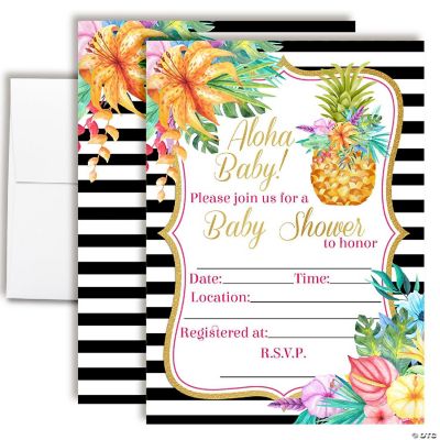 Aloha Pineapple Hawaiian Baby Shower Invitations | Oriental Trading