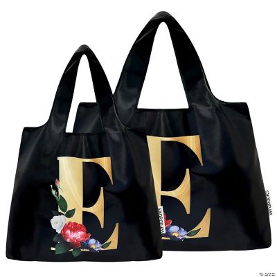Wrapables Large & Small Monogram Nylon Reusable Bags, Set 2, Letter E