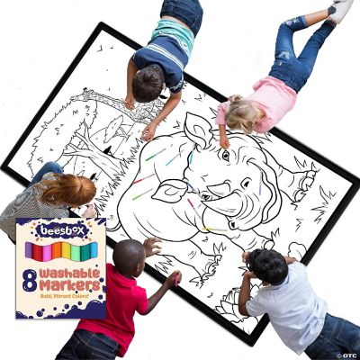 Kids Adult Coloring Book Rug Washable Markers Artist Animal Safari ...