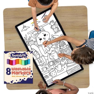 Woodland Nursery Animals Coloring Rug Washable Markers Kids Party