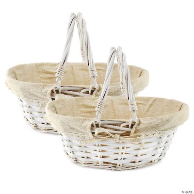 Wicker Baskets with Handles (2pk, White), for Easter, Picnics, Gifts